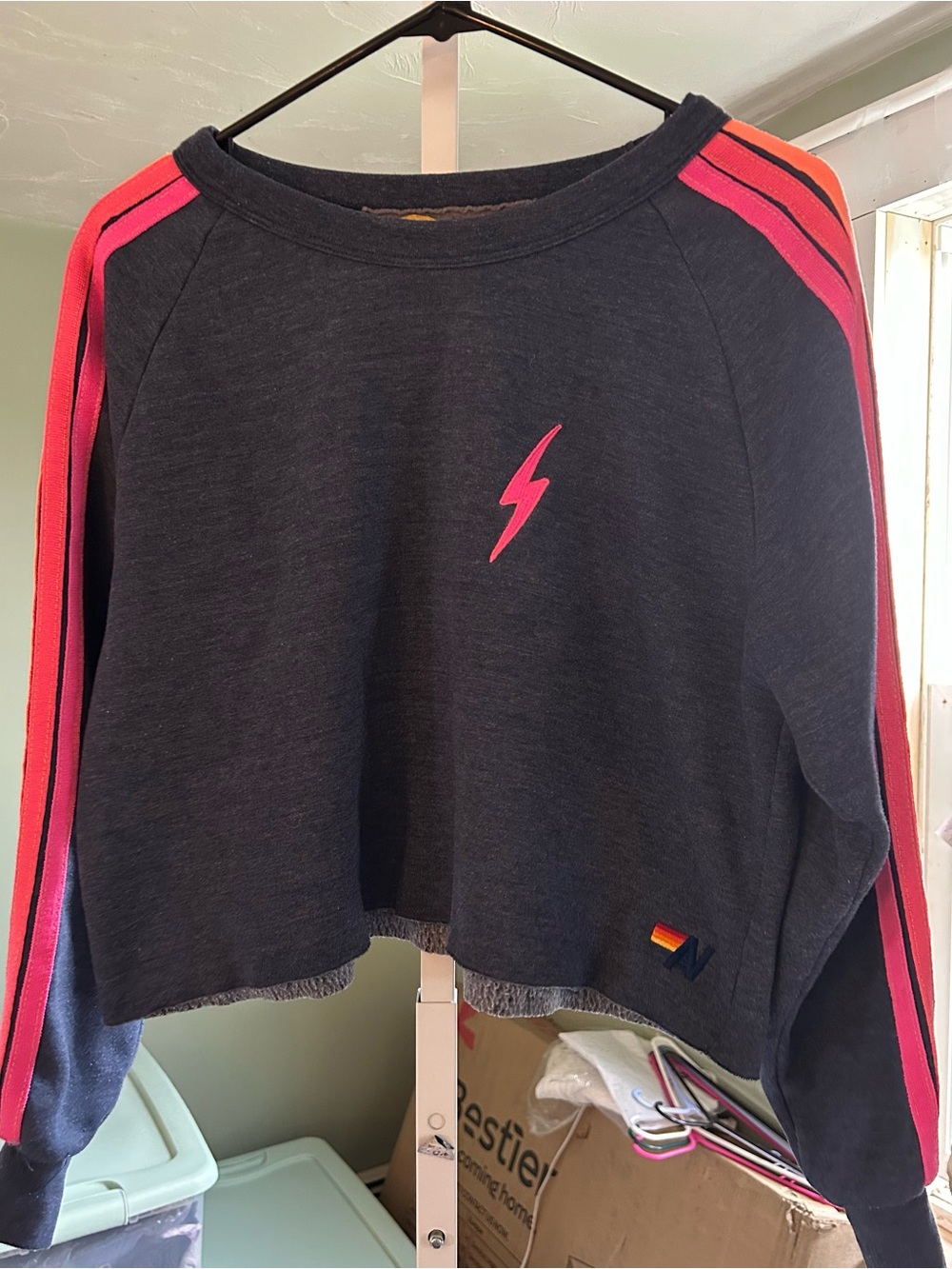 Aviator Nation Navy Blue Cropped Crewneck sweatshirt